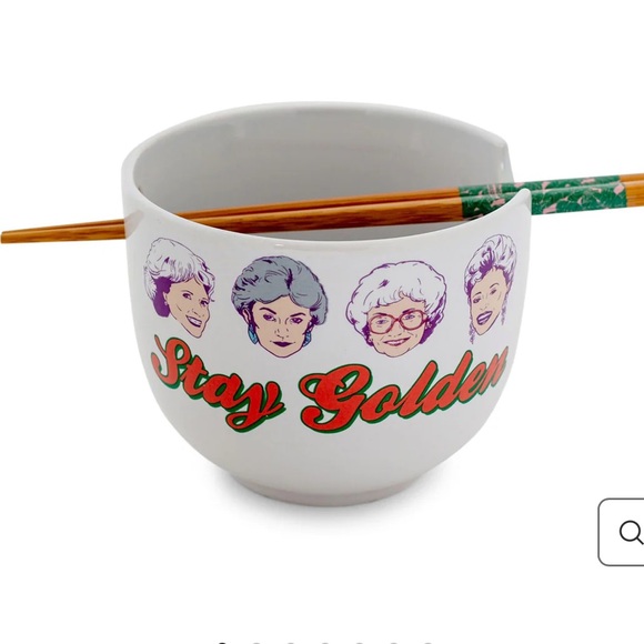 Golden Girls Stay Golden Ceramic Noodle Bowl with Chopsticks - Picture 4 of 5